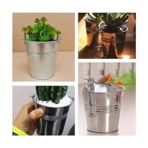 Paquete de 12 mini cubos de metal cubos de hojalata de_4