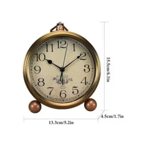 Maxspace Reloj de mesa de metal dorado retro vintage sin_6