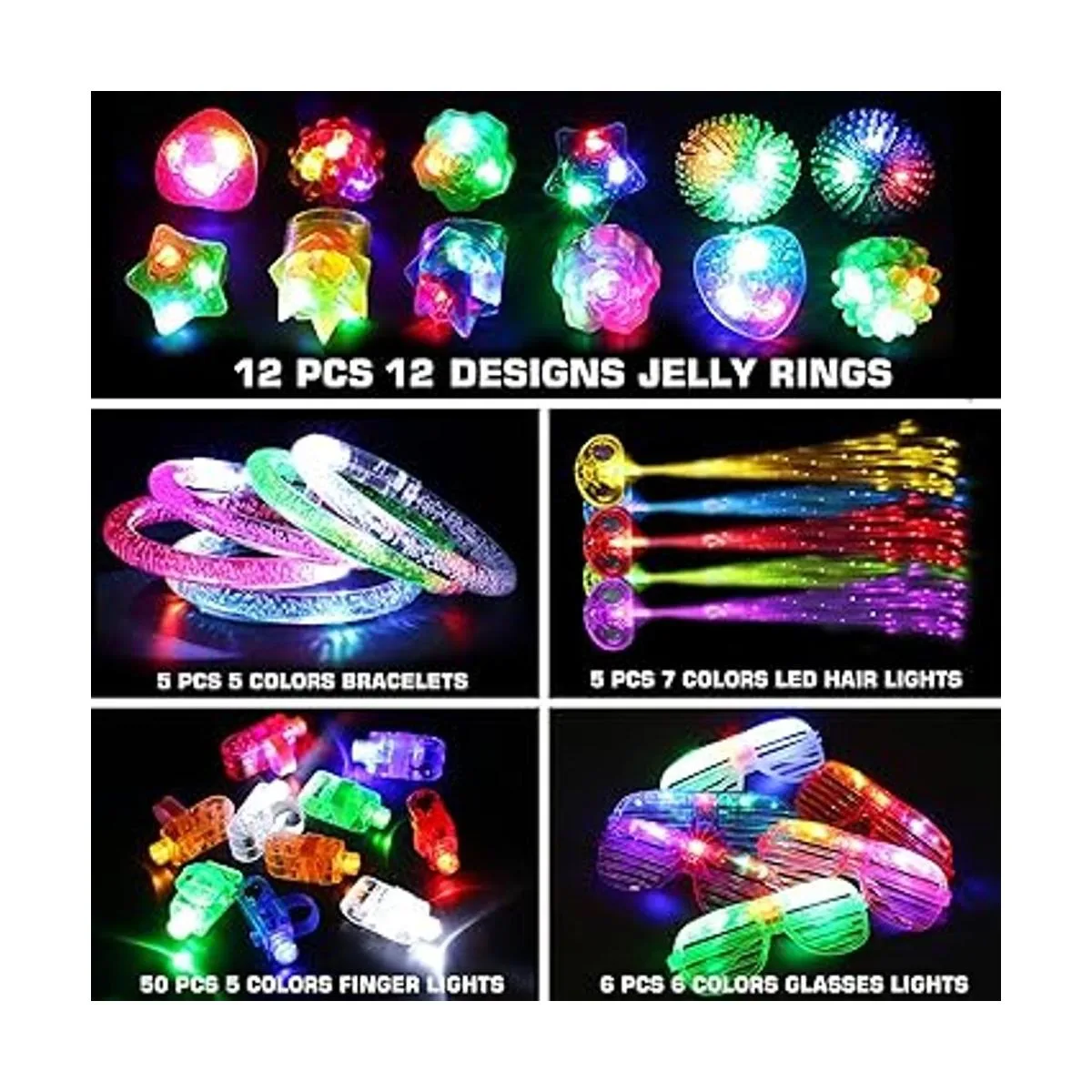 78 piezas de juguetes con luz LED para fiestas que brillan_2