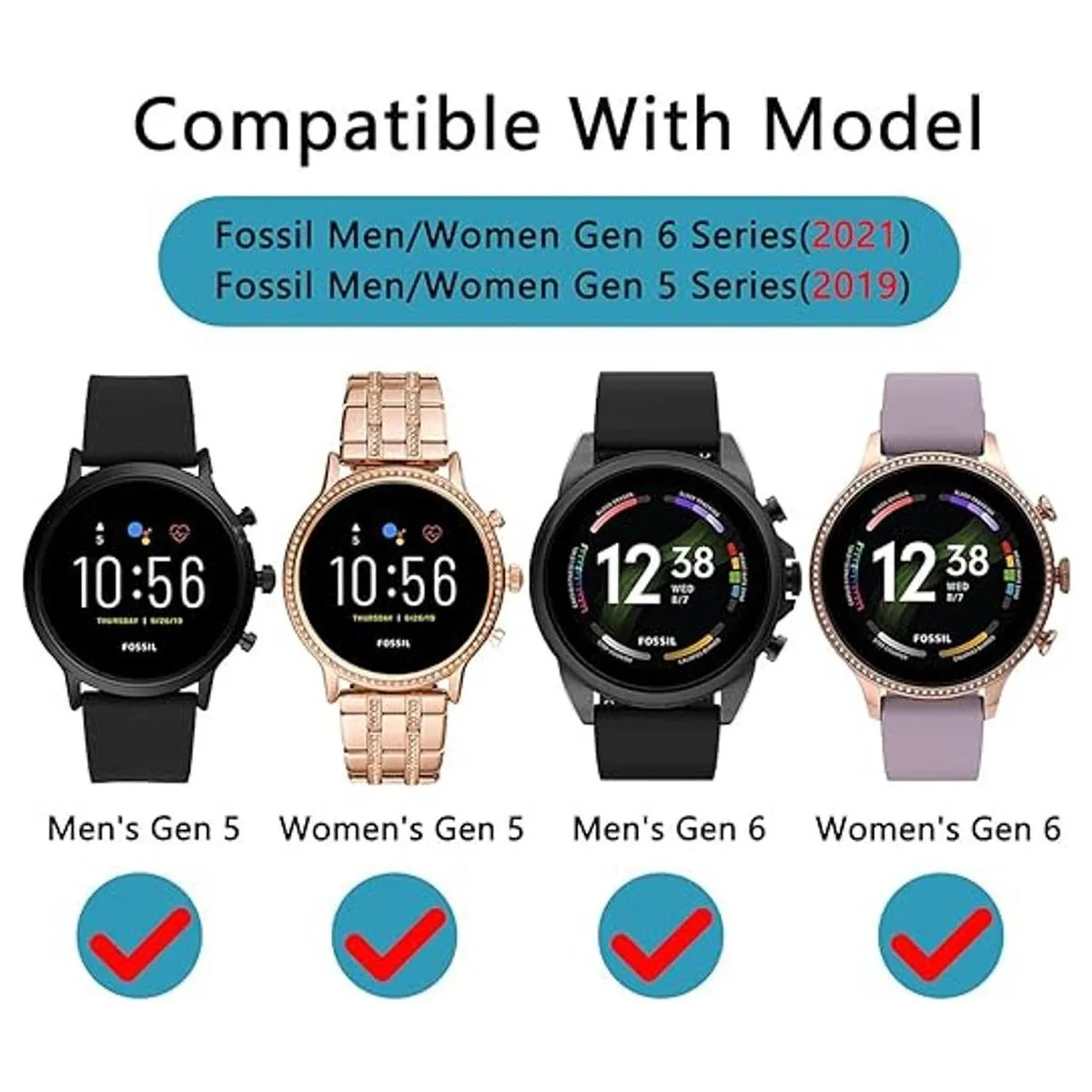 Suoman Paquete de 3 para Fossil Gen 5 Carlyle HR y Fossil_2