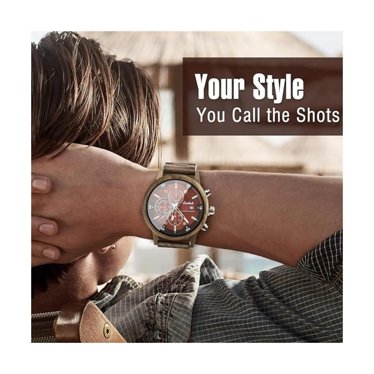 Emibele Reloj de madera para hombre elegante_6