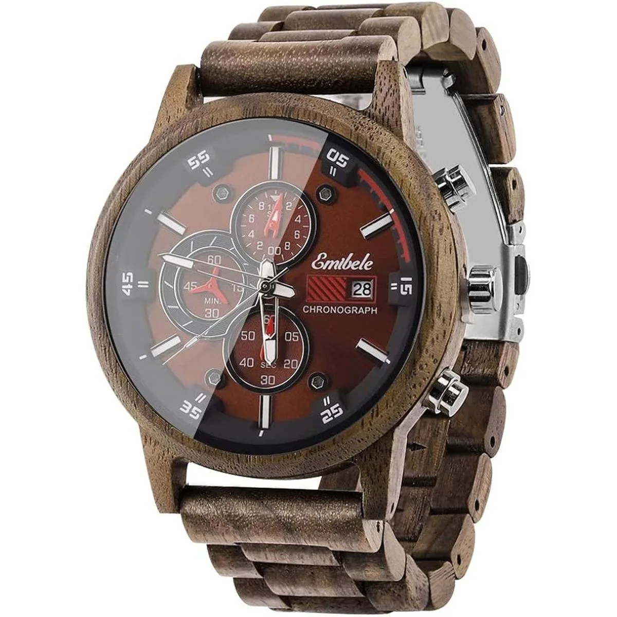 Emibele Reloj de madera para hombre elegante_1