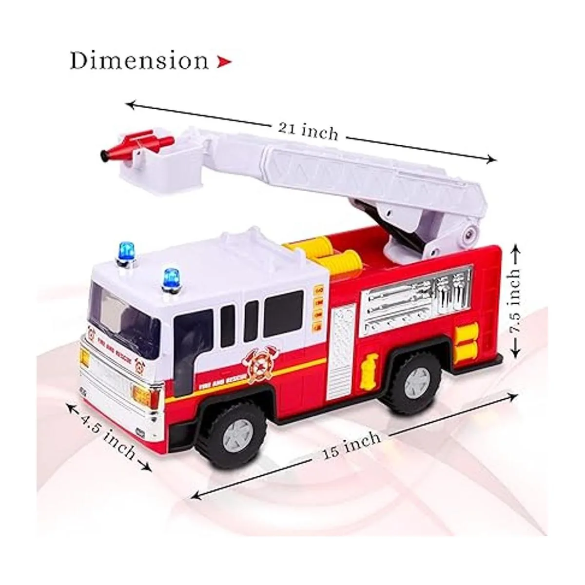 Playkidiz Juguete de camión de bomberos de 15 pulgadas_3