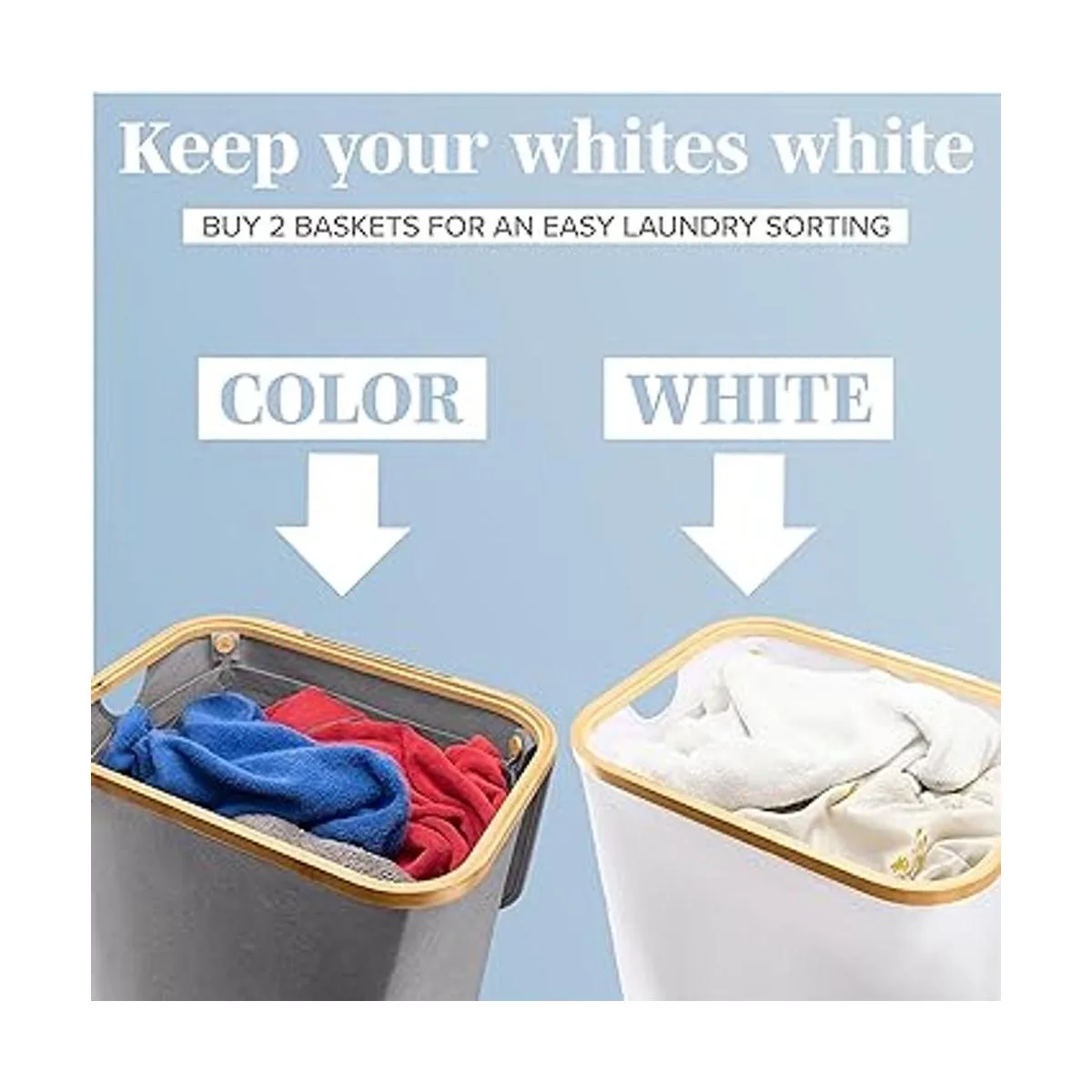 Lonbet Canastas de lavandería grises con tapa tamaño_4