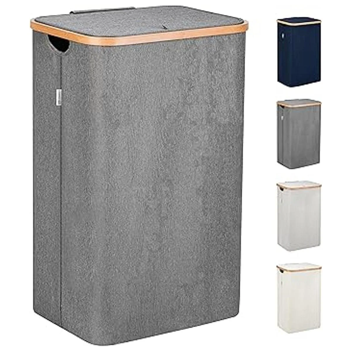 Lonbet Canastas de lavandería grises con tapa tamaño_1