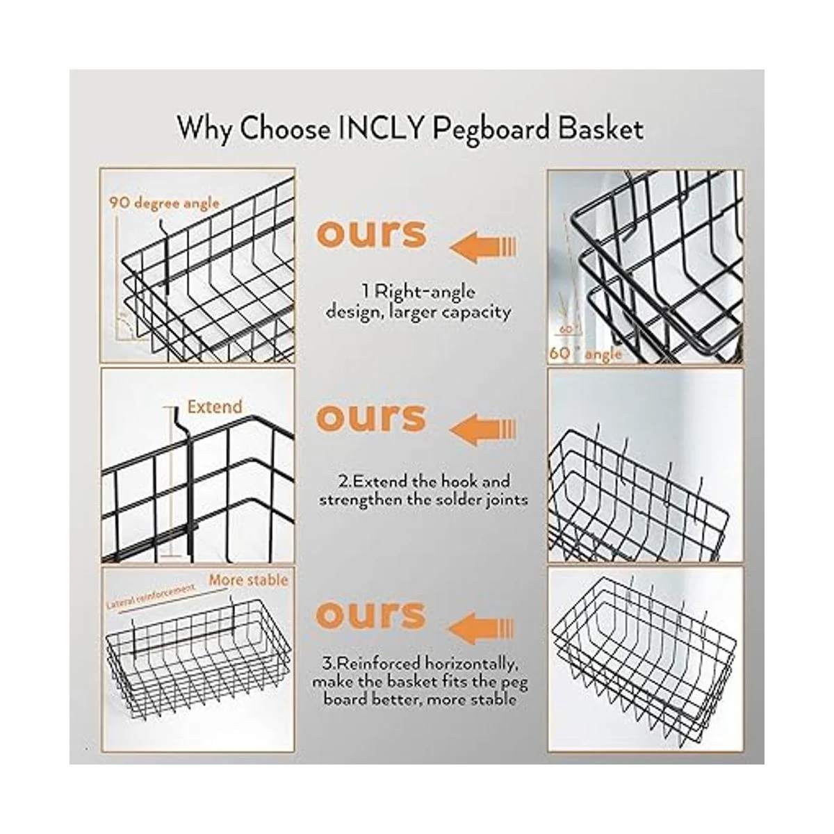 INCLY Juego de 4 cestas de tablero de clavijas estilo_2