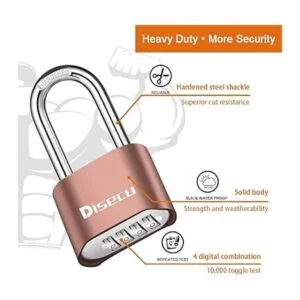 Disecu Candado de combinación resistente de 4 dígitos de_3