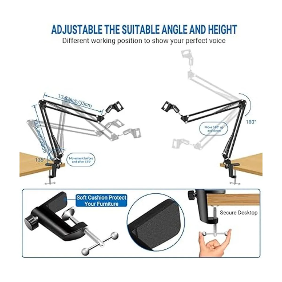 K KASONIC Soporte para micrófono soporte ajustable para_2