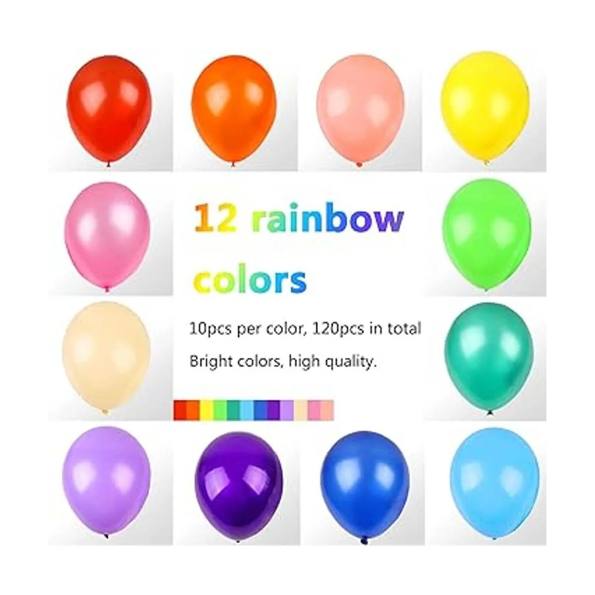 RUBFAC 120 globos de látex de arcoíris de 12 pulgadas 12_2