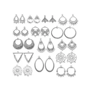 30 piezas de plata antigua lámpara pendientes conector