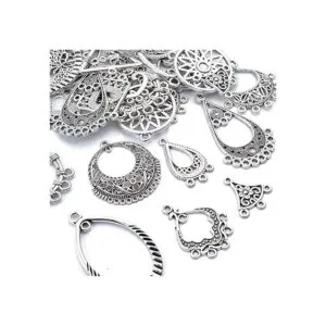 30 piezas de plata antigua lámpara pendientes conector