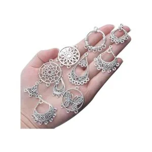 30 piezas de plata antigua lámpara pendientes conector