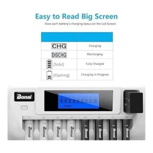 BONAI 81 Bay AA Battery Charger with LCD Display for_3