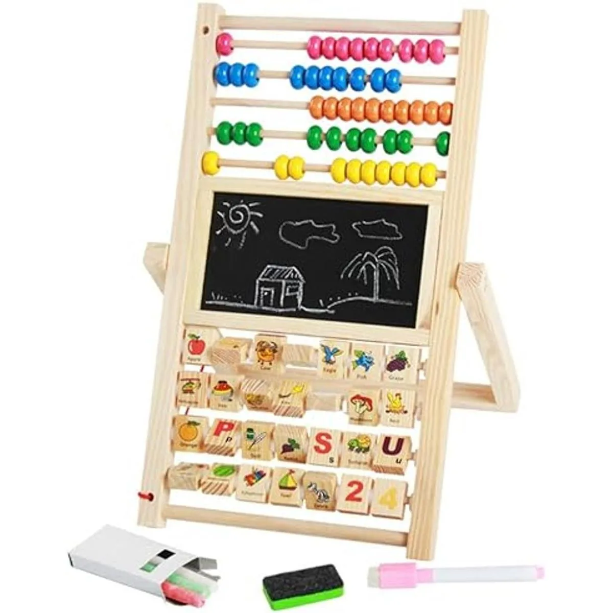 Multifunción Abacus Learning Stand Madera Montessori_2