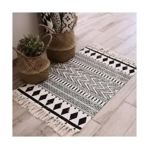 Kingrol Paquete de 2 alfombras vintage con borlas impresas_5