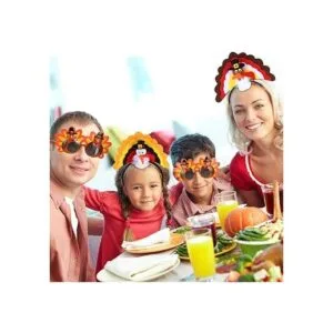 2 diademas de pavo de Acción de Gracias 2 gafas de sol de_4