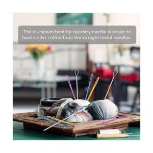 Agujas de lana coloridas dobladas punta Tapiz Agujas de
