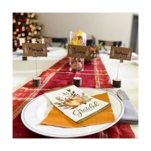 30 soportes de madera rústica para tarjetas con alambre de