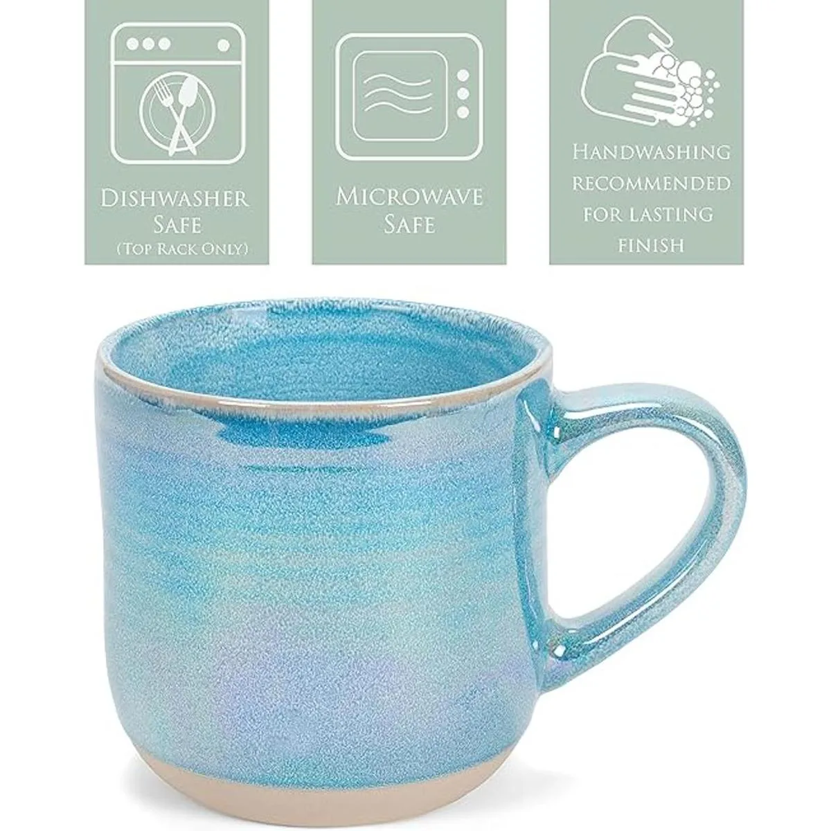 Juego de 4 tazas de café de cerámica iridiscente azul_4