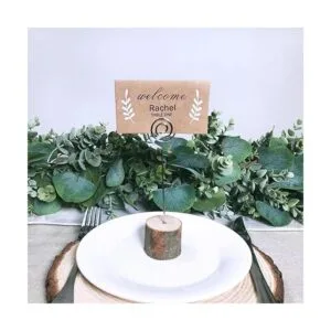 30 soportes de madera rústica para tarjetas con alambre de