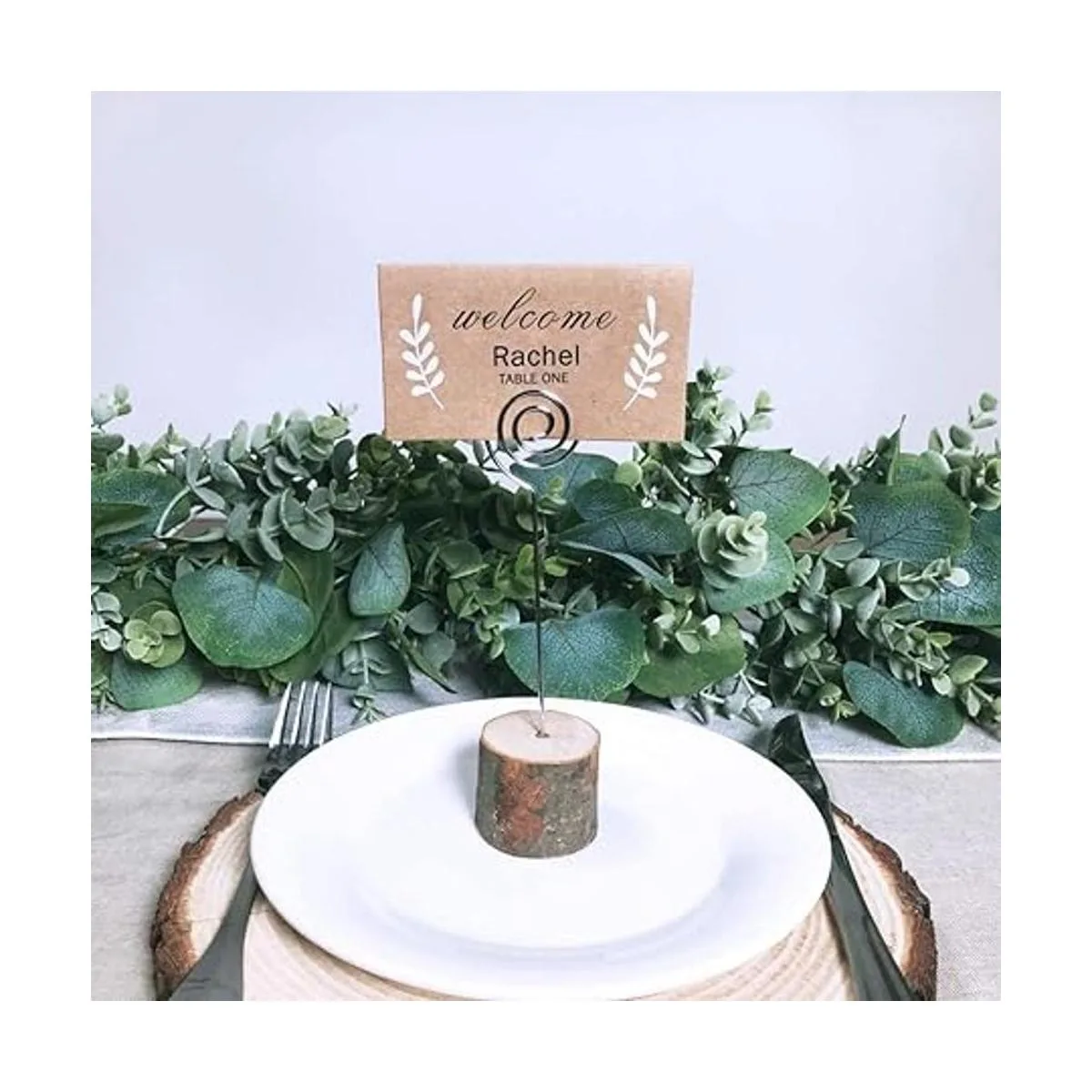 30 soportes de madera rústica para tarjetas con alambre de