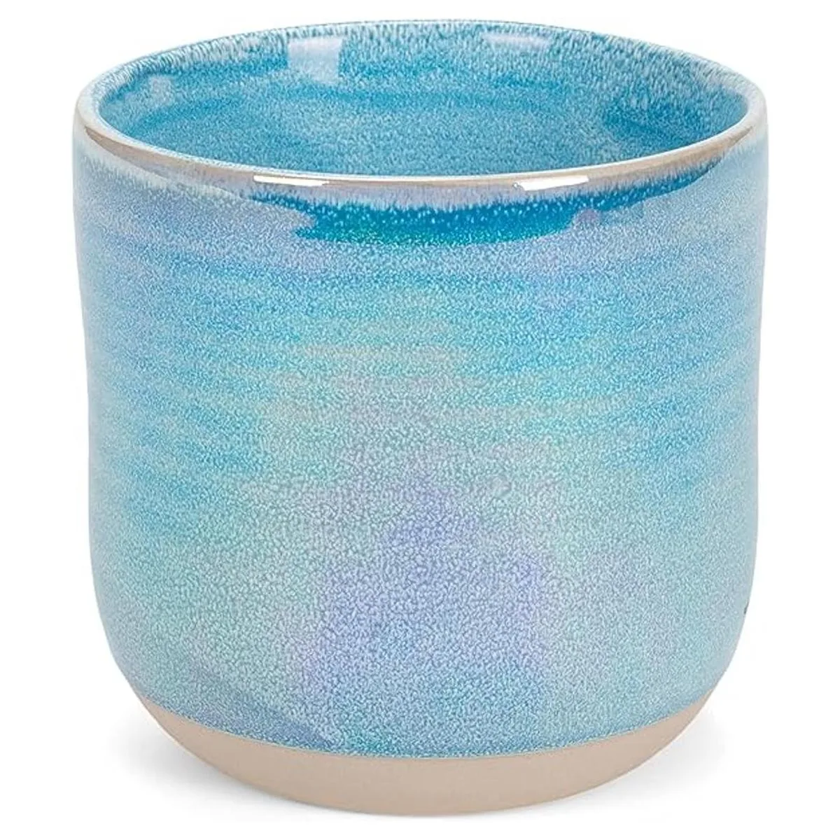 Juego de 4 tazas de café de cerámica iridiscente azul_5