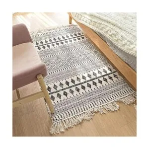 Kingrol Paquete de 2 alfombras vintage con borlas impresas_4