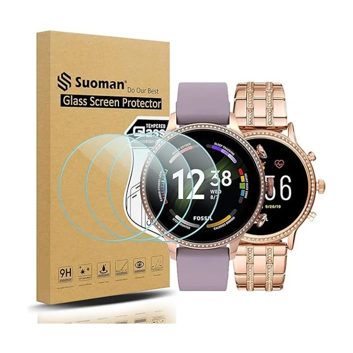 Suoman Paquete de 3 protectores de pantalla Fossil Gen 5_1