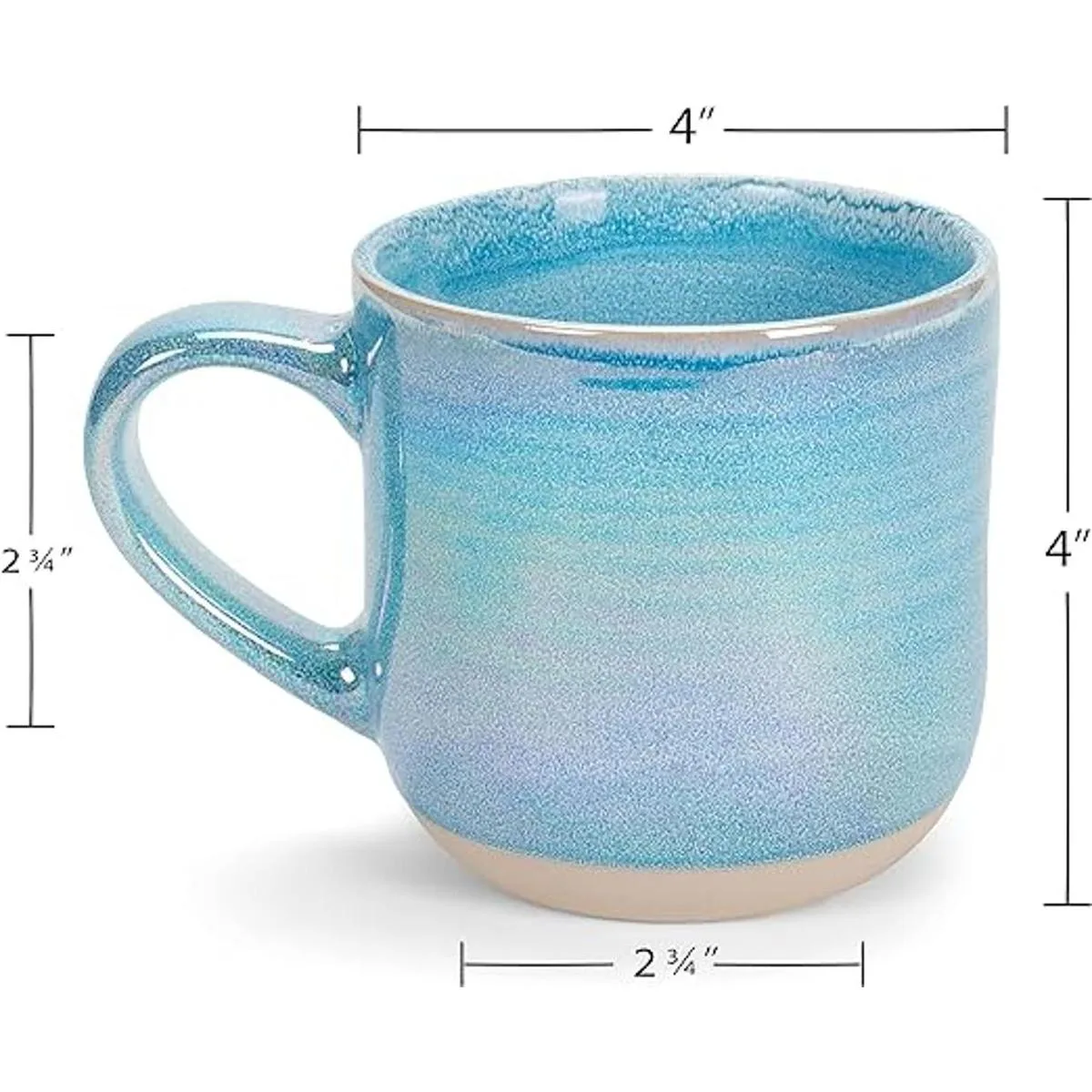 Juego de 4 tazas de café de cerámica iridiscente azul_2