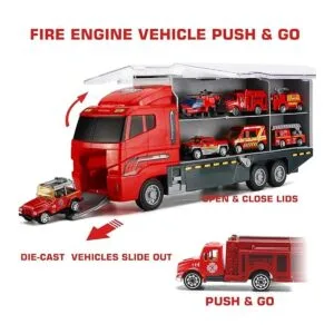 19 Pcs Fire Truck with Firefighter Toy Set Mini Diecast_5