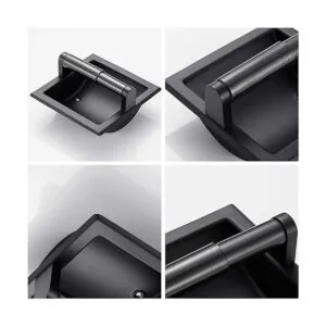 POKIM Soporte de papel higiénico empotrado negro_2