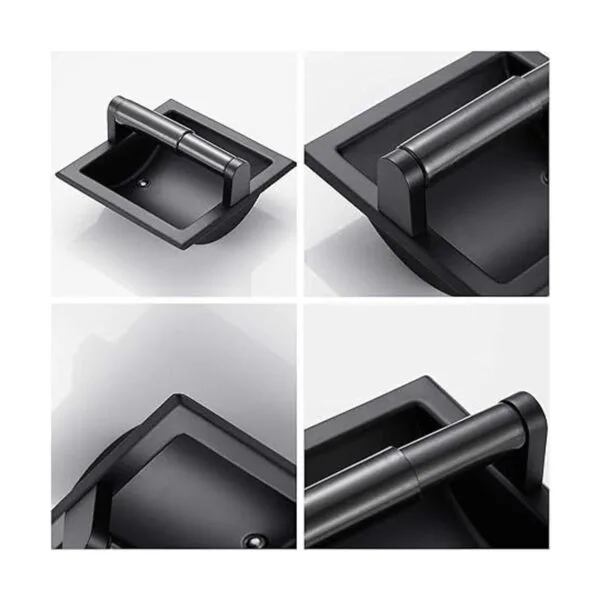 POKIM Soporte de papel higiénico empotrado negro_2
