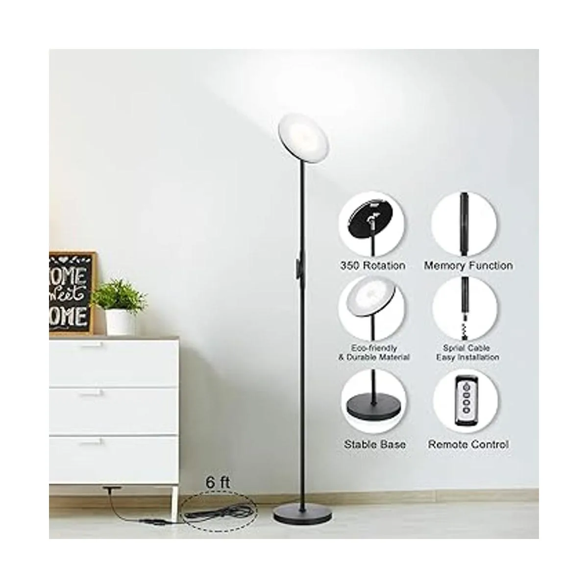 Lámpara de pie 30 W2400 LM Sky LED moderna 3_4