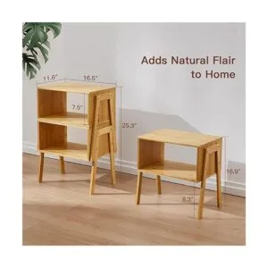 Pipishell ;esas de noche apilables de bambú mesitas de_3