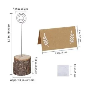 30 soportes de madera rústica para tarjetas con alambre de