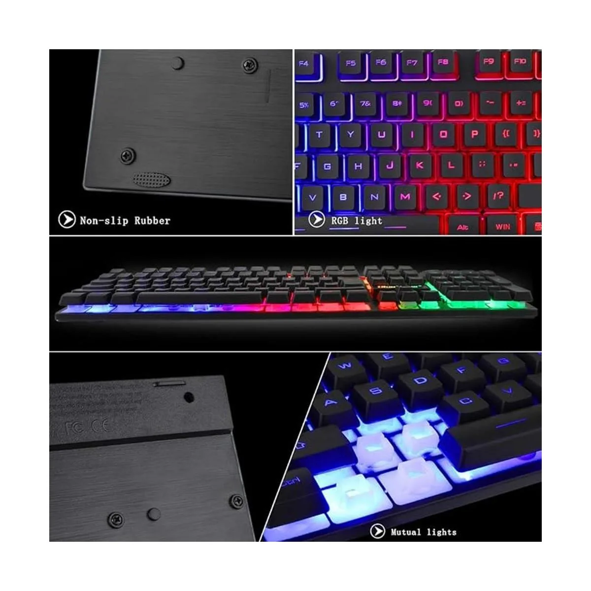 BlueFinger Combo de teclado RGB para juegos y mouse_5