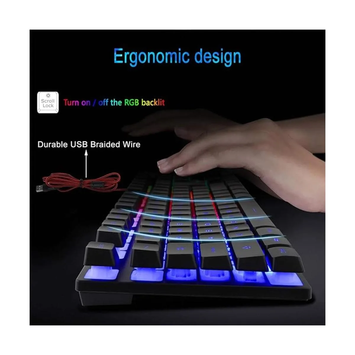 BlueFinger Combo de teclado RGB para juegos y mouse_4