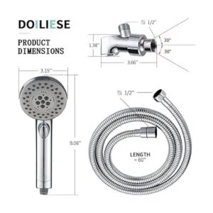 DOILIESE Alcachofa de ducha de alta presión de 6 ajustes