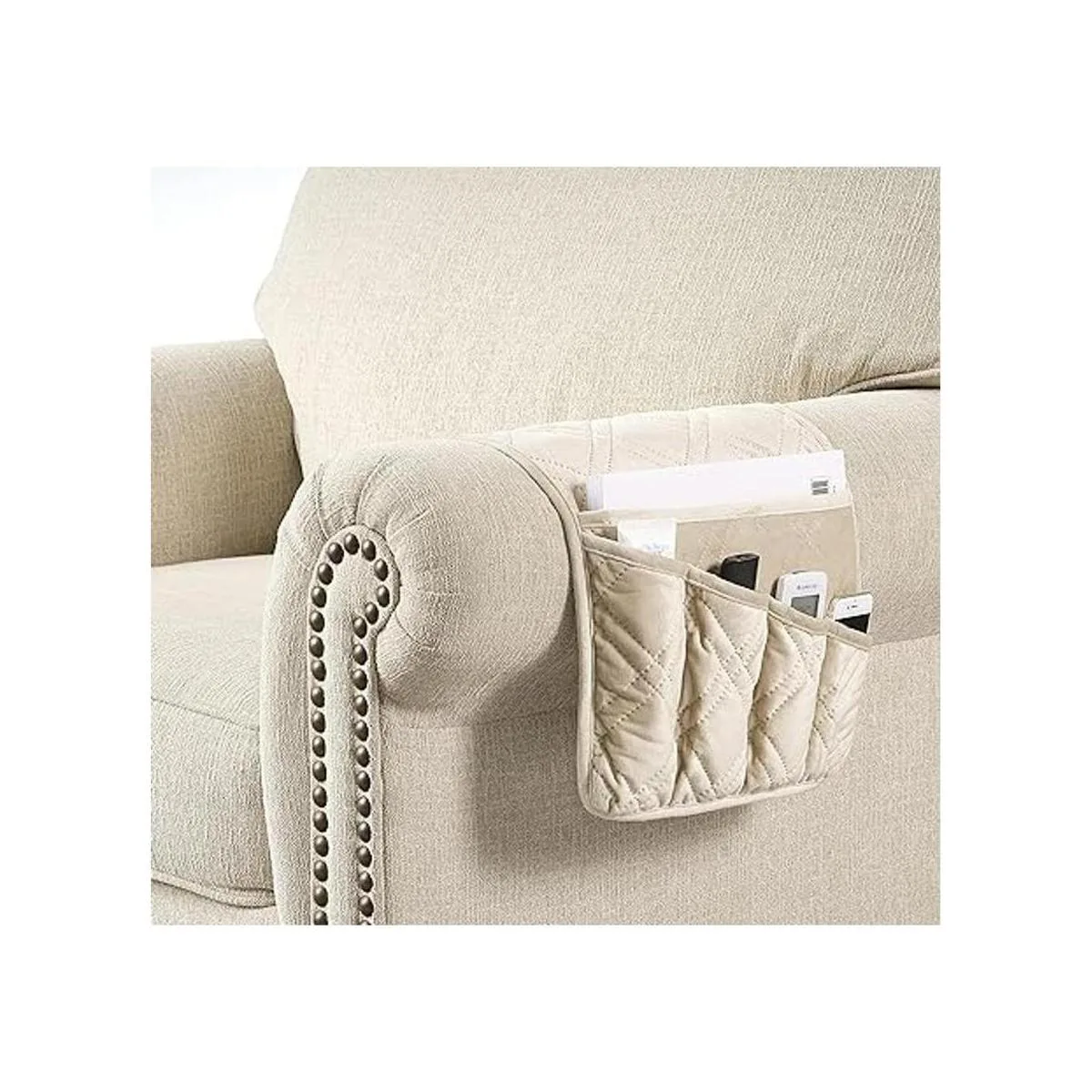 Brilliant Sunshine Premium Grey Silky Velvet Sofa Armrest