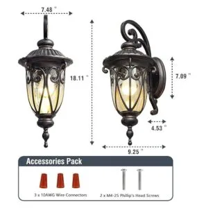 GOALPLUS Lámpara de porche al aire libre con soporte de_3