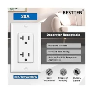 BESTTEN Receptáculo decorativo de 20 amperios toma de_2