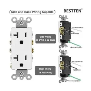 BESTTEN Receptáculo decorativo de 20 amperios toma de_3
