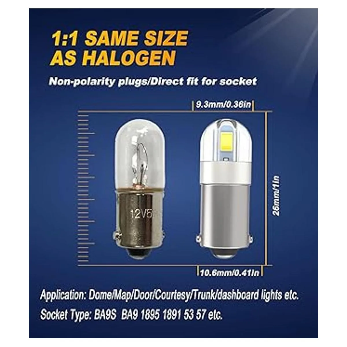 Serundo Auto BA9S Bombilla LED para automóvil BA9 1895_2