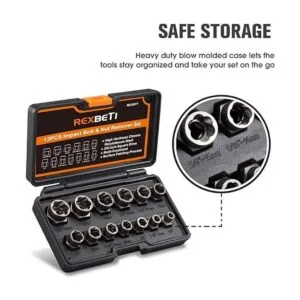 REXBETI Juego de removedor de pernos y tuercas de impacto_6