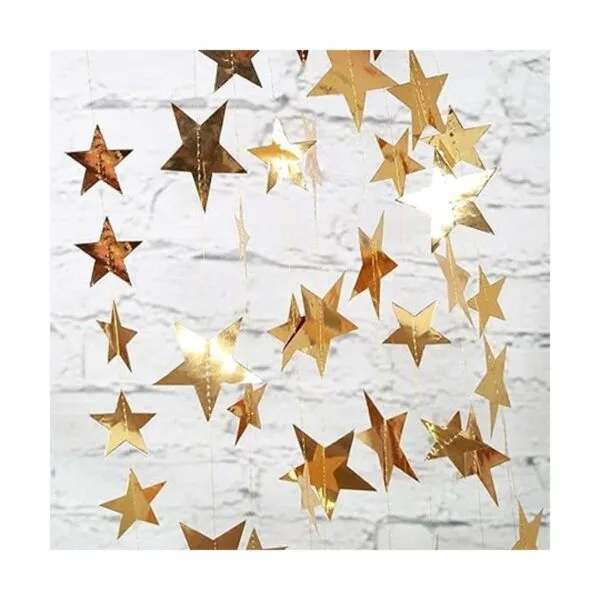 Guirnalda de estrellas doradas guirnalda de papel dorado_5