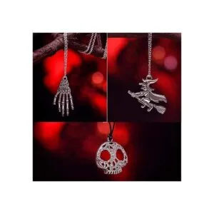 80 dijes de Halloween colgantes de plata antigua