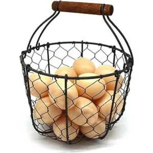 CVHOMEDECO. Cesta de huevos de alambre de pollo con mango_2