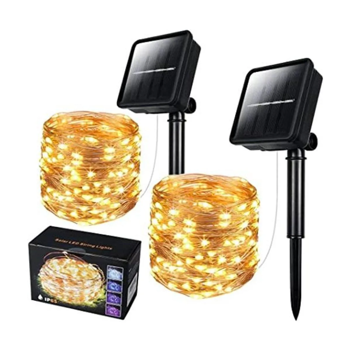 Paquete de 2 tiras de luces solares para exteriores 78_1