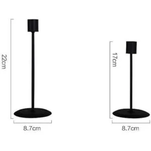 Portavelas de metal negro para velas cónicas mesa