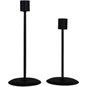 Portavelas de metal negro para velas cónicas mesa